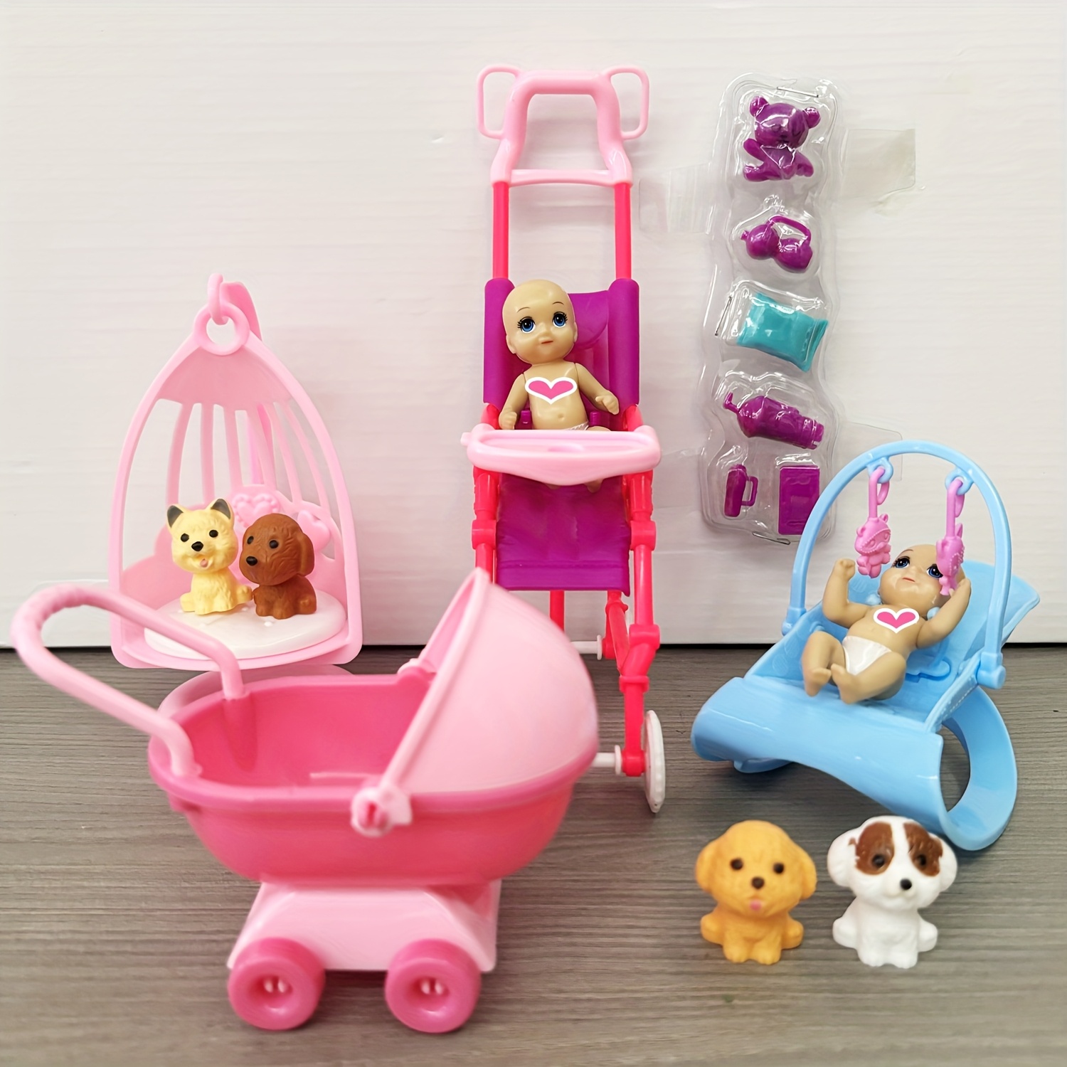 Baby Swing Bouncer - Carrinho de Bonecas para Casa de